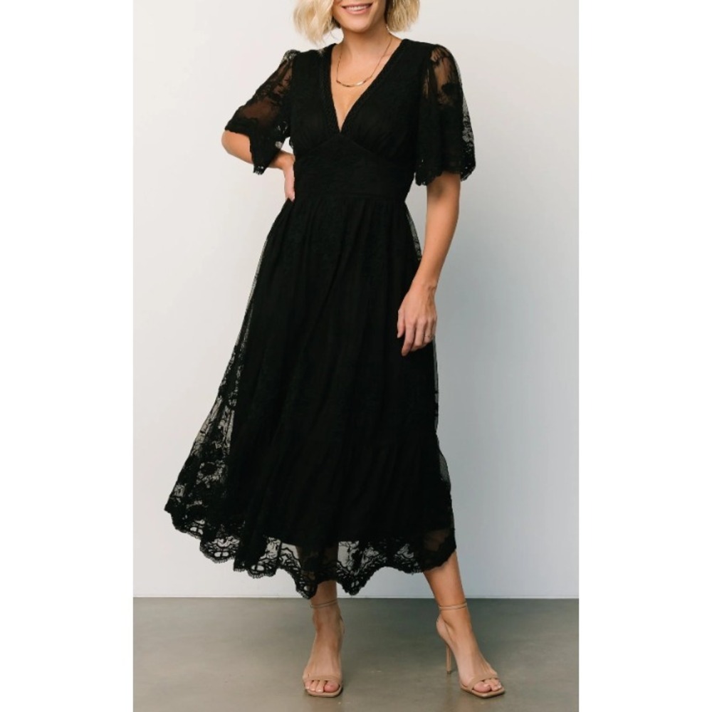 Baltic Born Clarisa Lace Midi Dress Small Black Goth Witchy Whimsigoth Fairy